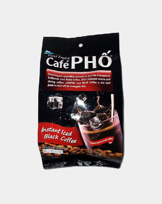 Cafe Pho Vietnamese 3in1 Instant Coffee Mix, Iced Black Coffee, Single Serve Coffee Packets, Bag of 18 Sachets